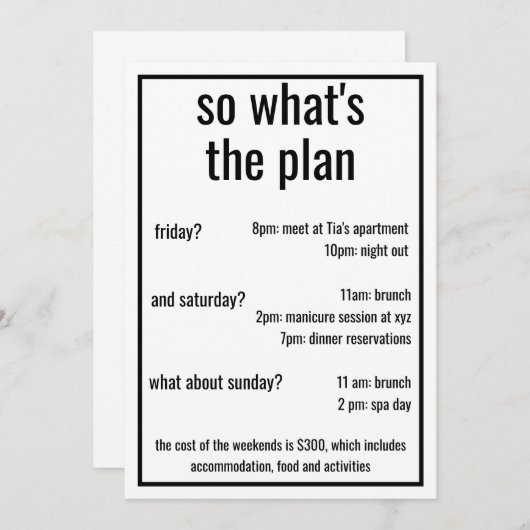 Dus wat is het plan aangepaste details minimaal kaart (Voorkant / Achterkant)