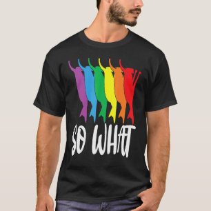 Dus wat ondersteboven katten in regenboogkleuren t-shirt