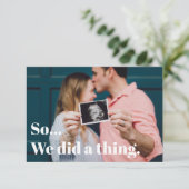 Dus we deden iets grappigs zwangerschapsaankondigi bedankkaart (Staand voorkant)