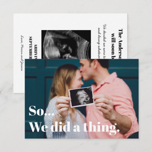 Dus we deden iets grappigs zwangerschapsaankondigi bedankkaart (Voorkant / Achterkant)