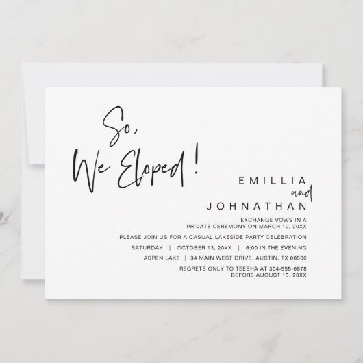 Dus we hebben een weddenschap met de Elopement Par Kaart (Voorkant)