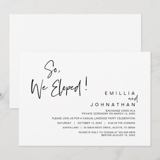 Dus we hebben een weddenschap met de Elopement Par Kaart (Voorkant / Achterkant)