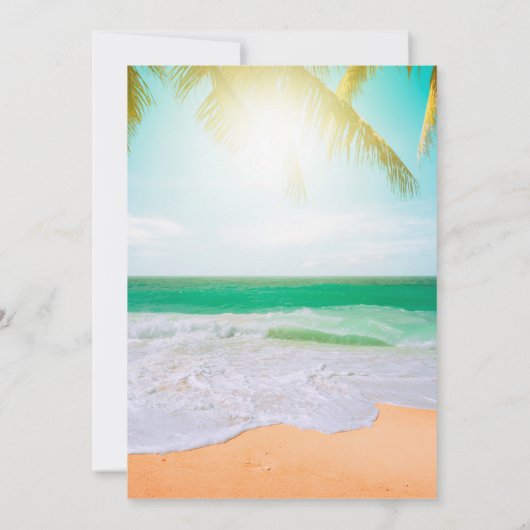 Dus we zijn weggelopen, Beach Palms Wedding Elopem Kaart (Achterkant)