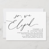 Dus, we zijn weggelopen, romantisch huwelijksdiner kaart (Voorkant)