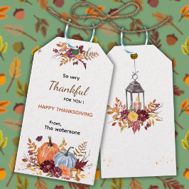 Dus zeer dankbaar Happy Thanksgiving Herfst cadeau Cadeaulabel