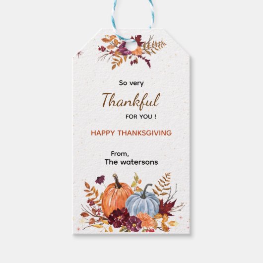 Dus zeer dankbaar Happy Thanksgiving Herfst cadeau Cadeaulabel (Voorkant)