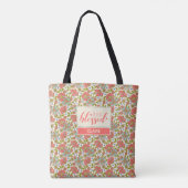 Dus zeer gebluste 70s Floral Pink & Aqua Tote Bag (Achterkant)