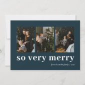 Dus zeer vrolijk blauw moderne 3 foto collage feestdagenkaart (Voorkant)