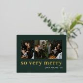 Dus zeer vrolijk groen goud moderne 3 foto collage folie feestdagen briefkaart (Staand Voorkant)