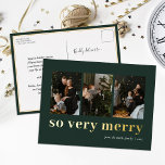 Dus zeer vrolijk groen goud moderne 3 foto collage folie feestdagen briefkaart<br><div class="desc">Dus zeer vrolijk groen goud modern 3 foto collage modern echte Folie vakantie Briefkaart. Stuur vakantie groeten aan uw geliefden met deze feestelijke en moderne vakantie Kaart. Alle teksten zijn vooraf voor u geregeld om gemakkelijk en snel te personaliseren met uw eigen gegevens. Prettige feestdagen</div>