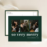 Dus zeer vrolijk groen modern 3 foto collage feestdagenkaart<br><div class="desc">Dus zeer vrolijk groen modern 3 foto collage vakantie Briefkaart. Stuur vakantie groeten aan uw geliefden met deze feestelijke en moderne vakantie Kaart. Alle teksten zijn vooraf voor u geregeld om gemakkelijk en snel te personaliseren met uw eigen gegevens. Prettige feestdagen</div>