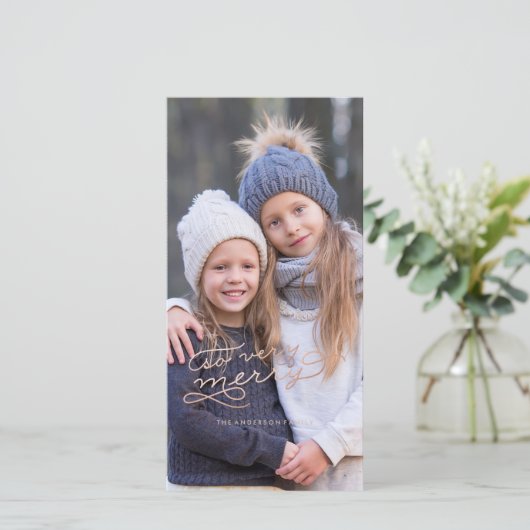 DUS ZEER VROLIJK ROOS GOUDEN KAART (Staand voorkant)