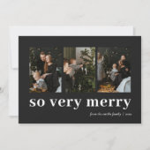 Dus zeer vrolijk zwart moderne 3 foto collage feestdagenkaart (Voorkant)