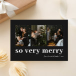 Dus zeer vrolijk zwart moderne 3 foto collage feestdagenkaart<br><div class="desc">Dus zeer vrolijk zwart modern 3 foto collage vakantie Kaart. Stuur aanpasbare en gepersonaliseerde vakantiegroeten naar vrienden,  collega's en familie in eenvoudige,  chique,  elegante en moderne fotodesign feestelijke,  natuurlijke minimalistische stijlkaarten! Onder de kalligrafie staat uw aangepaste groetboodschap in moderne typografie.</div>