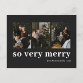 Dus zeer vrolijk zwart moderne 3 foto collage feestdagenkaart (Voorkant)