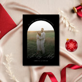 Dus zeer vrolijk zwart-wit boog Pas getrouwd foto Feestdagenkaart