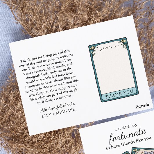 Dus zo'n fortuinlijke Tarot Baby Shower bedankje Briefkaart