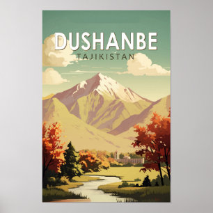 Dushanbe Tadzjikistan Travel Art Vintage Poster