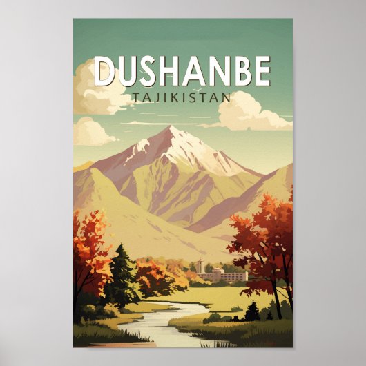 Dushanbe Tadzjikistan Travel Art Vintage Poster (Voorkant)