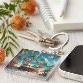 Dushi aruba strand globe met flamingo's  sleutelhanger (Voorkant Rechts)
