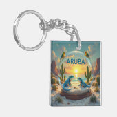 Dushi aruba zonsondergang globe sleutelhanger (Voorkant Links)