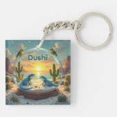 Dushi aruba zonsondergang globe sleutelhanger (Achterkant)