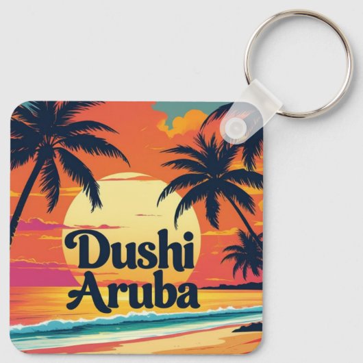 Dushi Aruba zonsondergang Sleutelhanger (Achterkant)