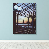 Dusk at Freedom's Birthplace, Ellis Island Canvas Afdruk (Insitu (Houten vloer))
