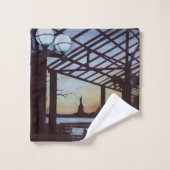 Dusk bij Freedom's Birthplace, Ellis Island Bad Handdoek (Wasdoekje)