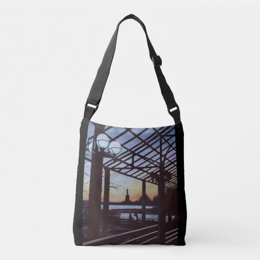 Dusk bij Freedom's Birthplace, Ellis Island Crossbody Tas (Voorkant)