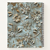 Dusk Blauw Goud Bloemen MetaSpiral Notitieboek - C (Achterkant)