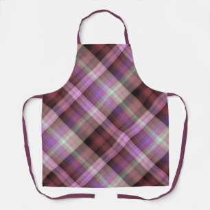 Dusk Blossoms Paarse en Roze Plaid Schort