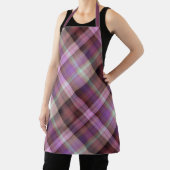 Dusk Blossoms Paarse en Roze Plaid Schort (Insitu)