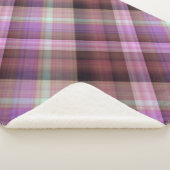Dusk Blossoms Paarse en Roze Plaid Sherpa Deken (3/4)