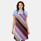 Dusk Blossoms Roze, Bourgogne, en Paarse Streep Schort (Gedragen)