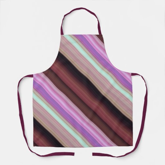 Dusk Blossoms Roze, Bourgogne, en Paarse Streep Schort (Voorkant)