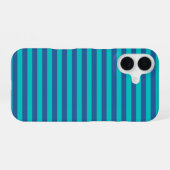Dusk Blue and Dark Turquoise Stripes iPhone 16 Hoesje (Achterkant horizontaal)