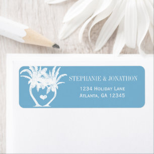 Dusk Blue Beach Palm Destination Chalkboard Etiket
