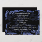 Dusk Blue Damask Gothic Wedding Kaart (Voorkant / Achterkant)