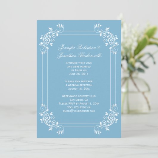  Dusk Blue en White Swirls Post Wedding Kaart (Staand voorkant)