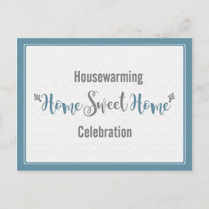 Dusk Blue Grey Home Sweet Home Housewarming Party Uitnodiging Briefkaart