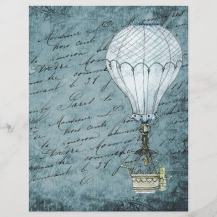 Dusk Blue Hot Air ballon Steampunk Handschrift