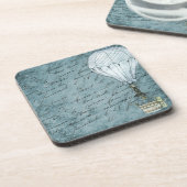 Dusk Blue Hot Air ballon Steampunk Handschrift Bier Onderzetter (Linkerzijde)