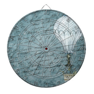 Dusk Blue Hot Air ballon Steampunk Handschrift Dartbord
