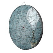 Dusk Blue Hot Air ballon Steampunk Handschrift Dartbord (Voorkant Rechts)