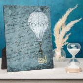 Dusk Blue Hot Air ballon Steampunk Handschrift Fotoplaat (Zijkant)