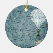Dusk Blue Hot Air ballon Steampunk Handschrift Keramisch Ornament (Voorkant)