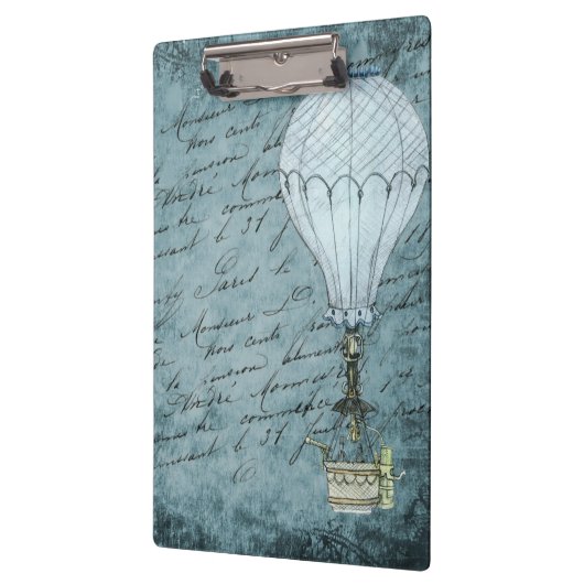 Dusk Blue Hot Air ballon Steampunk Handschrift Klembord (Links)