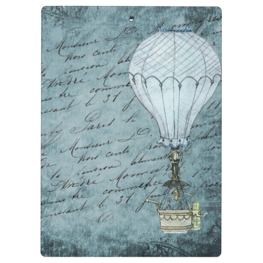 Dusk Blue Hot Air ballon Steampunk Handschrift Klembord (Achterkant)