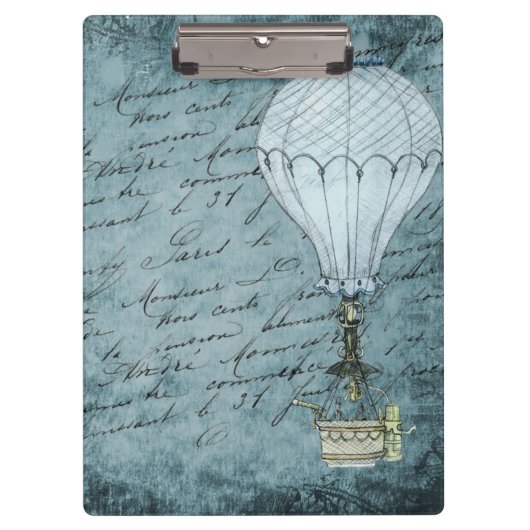 Dusk Blue Hot Air ballon Steampunk Handschrift Klembord (Voorkant)